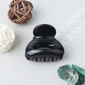 Minimalist matte black semi-circle hair claw clip for high ponytail styling - Glossy Black