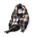 Écharpe classique à carreaux noir, blanc et marron avec franges douces et motif élégant - 64*185cm / Noir