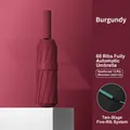 Wine red automatic folding umbrella with reinforced 24-rib windproof structure - 12 Ribs / Automatic / 60 Ribs 12K Automatic Wine Red