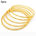 Set of 5 minimalist gold-plated stainless steel stackable 2mm thin bangle bracelets - 5pcs Set (Inner Diameter 55mm) / Gold