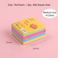 Note adesive colorate 76x76mm con 400 fogli in giallo, verde, rosa e blu vivace - 76*76mm (4 colori/400 fogli)