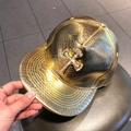 Golden laser PU baseball cap with snake texture and rhinestone cross design - Gold-Cross