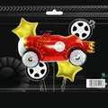 Race car theme foil balloon set including red racing car and checkered tire designs - Vintage Car Set 3 (5pcs)