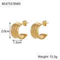 Golden irregular hammered texture stainless steel hoop earrings sized 2.0x1.3cm - Gold Irregular Hammered Earrings (BE47557BW0)