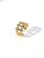 Detailed top view of 18k gold plated open ring featuring a unique braided hollow design - Adjustable Open / Woven Hollow Structure
