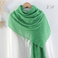 Grass green pleated cotton linen scarf with frayed edges and style 21 color code - Grass Green