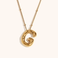 Balloon-style letter G pendant necklace in shiny 18K gold-plated stainless steel finish - Gold - Letter G