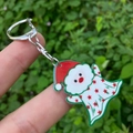 Portachiavi Babbo Natale in acrilico con tunica a stelle rosse e catena in metallo - Babbo Natale (Modello 4)