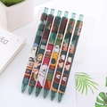Set of six retractable green gel pens with cute cartoon animal prints for students - 0.5mm-Single Price / Happy Bus Style