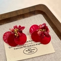 2511003a Red Seashell Flower Earrings