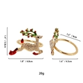 Golden Christmas reindeer napkin ring with colorful enamel and rhinestone details - Christmas Reindeer