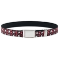 Detail of adjustable kids elastic belt with pink star pattern and magnetic buckle - Red Star