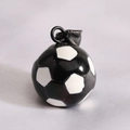 Sporty black and white enamel football pendant with black clasp for necklaces - Black Without Chain
