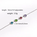 Minimalist silver chain necklace with 5mm round rainbow cubic zirconia stone charms - White Gold