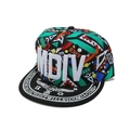 Snapback hip hop cap with colorful geometric patterns and MDIV 3D letter embroidery - Adult (56-60cm) / Green