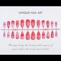 Y2K Red Heart and Cherry Almond Press-on Nails with Flame and Flower Patterns - Wy-013 / 10 Pieces In Xs Size
