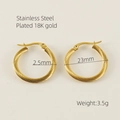 18K gold plated stainless steel twisted rope hoop earrings 23mm diameter pair - 18K Gold Plated / Gold