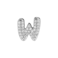 Silver letter W bubble pendant with sparkling micro-pave crystal zircons charm - Letter W / Silver