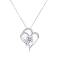 Collana in argento S925 con pendente a cuore in moissanite scintillante e catena sottile - P13619 Cuore Intrecciato 1ct Moissanite