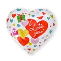 White heart-shaped foil balloon with multicolored hearts and I Love You text print - 18 Inch Heart I Love You Gift B1257