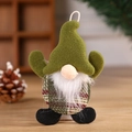 Gnomo di Natale decorativo con cappello verde e corpo scozzese su sfondo di legno - 15*9cm / Verde