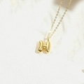 Minimalist bubble letter H pendant necklace in shiny 14K gold plated finish - Letter H / Gold