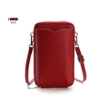 Mini bolso bandolera rojo para móvil en piel con grabado de lichi y correa fina - Rojo