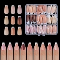 Set unghie french in tonalità nude e marroni con custodia trasparente a 9 scomparti - Stile Francese 01