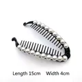 Black banana hair clip with white pearls and rhinestones measuring 15cm x 4cm - Large Long