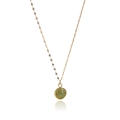 Collana minimalista placcata oro 18 carati con ciondolo tondo in agata naturale verde - Avventurina Verde