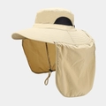 Outdoor sun hat with neck flap and wide brim for hiking and fishing in khaki finish - One Size / Khaki