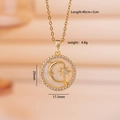 18K gold plated copper necklace with zircon crescent moon and star shell pendant - Star and Moon / Gold