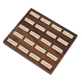 Walnut wood jewelry display tray with 20 slots and cream velvet lining for rings - Black Walnut White Lining