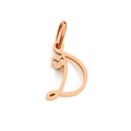 Rose gold stainless steel heart charm pendant featuring engraved letter D - Letter D / Rose Gold