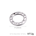 Silver stainless steel 20mm round ring charm with hammered texture for DIY jewelry - Single Hole Style (KLJ400-Z)