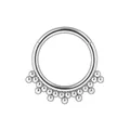 Titanium septum clicker with three layers of silver metal beads in bohemian style - 1.2*10mm / Silver