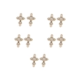 Detailed view of ten golden cross pendants with crystals for DIY jewelry making - 7# Gold Small Rhinestone Cross (10Pcs)