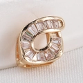 Elegante ciondolo dorato con intarsio di zirconi taglio baguette a spirale - S26-207 (Geometrico Irregolare) / 1.2*0.9CM