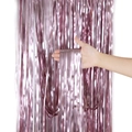Pink matte foil fringe curtain backdrop for birthday and wedding party wall decoration - 1x3 Meters / Matte Pink