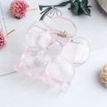 Pink translucent flower hair claw clip with minimalist floral design and metal spring - Transparent Pink