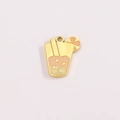 Pink and green glitter bubble tea charm in gold finish for DIY jewelry crafts - Pink Green Drink Cup