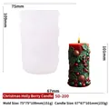 Holly berry pillar candle silicone mold for DIY Christmas crafting with detailed texture - Berry Holly Candle Cylinder SD-200