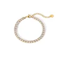 Detail of 18K gold plated stainless steel bracelet with zircon stones and extender chain - DFB120 (Oval Zircon)
