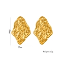 Irregular textured gold geometric drop earrings with lava-style finish, 40mm height - 1135 Gold