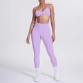 Set yoga lavanda con reggiseno sportivo allacciato al collo e leggings a vita alta - Viola Chiaro