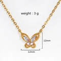 Gold plated butterfly necklace with blue and purple crystals on a clean white background - Gold