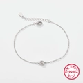 Elegant S925 sterling silver chain bracelet featuring a cubic zirconia letter G charm - Letter G / White Gold