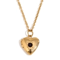 Collar de relicario de corazón chapado en oro de 18K con piedra de nacimiento oscura - Dorado - Enero Púrpura Profundo