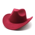 Dark red felt cowboy hat with wide brim and stitched edges for men and women - One Size 58cm / Plain Style / Burgundy