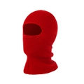 Vibrant red knit balaclava face mask for winter warmth and outdoor ski protection - 1-Hole Design / Red